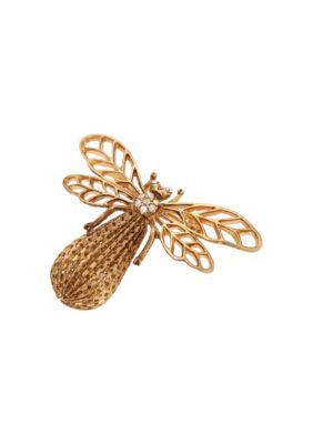 Gold-tone Crystal Filigree Bee Pin