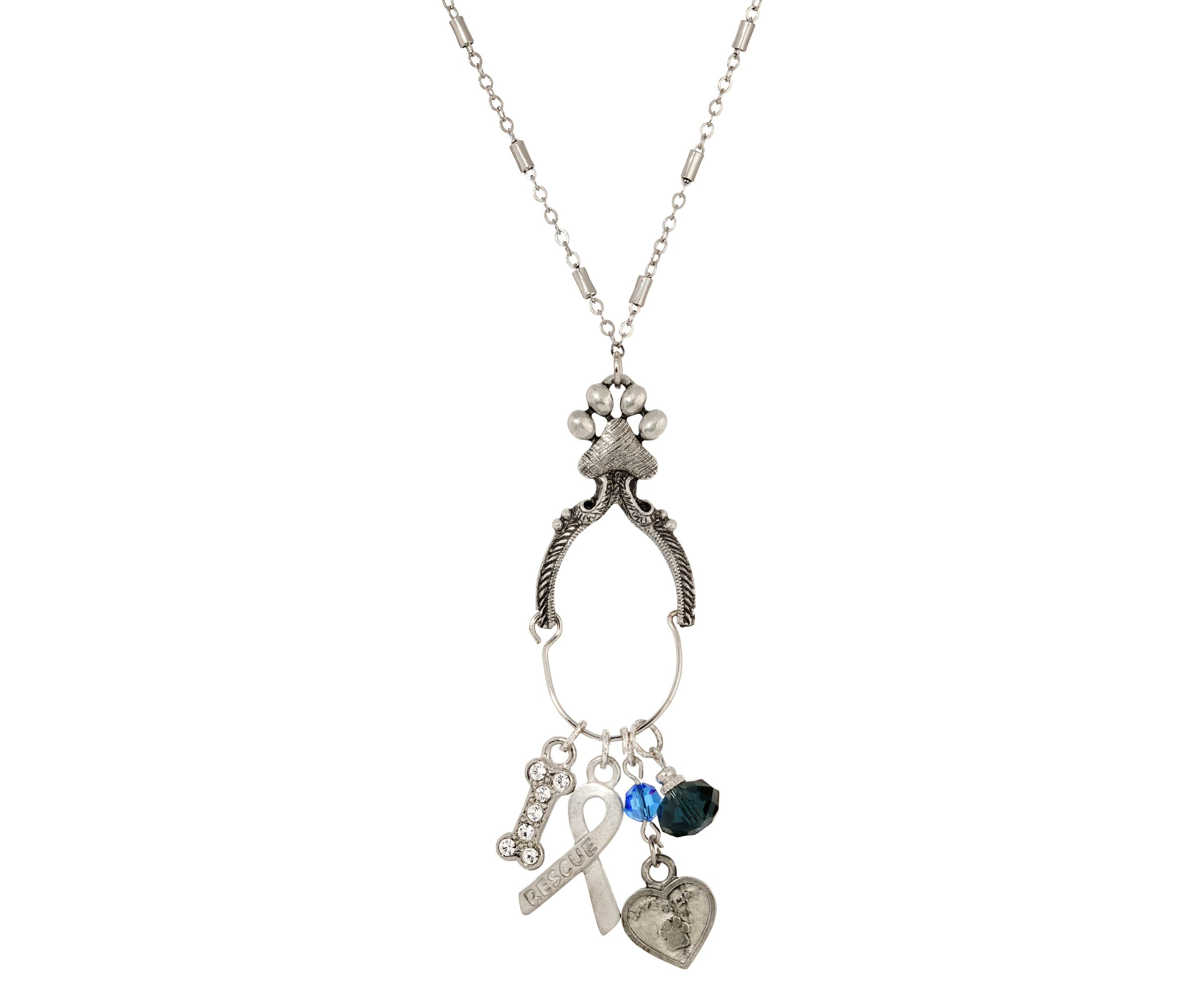 Charm Holder Glass Beads Necklace 26"