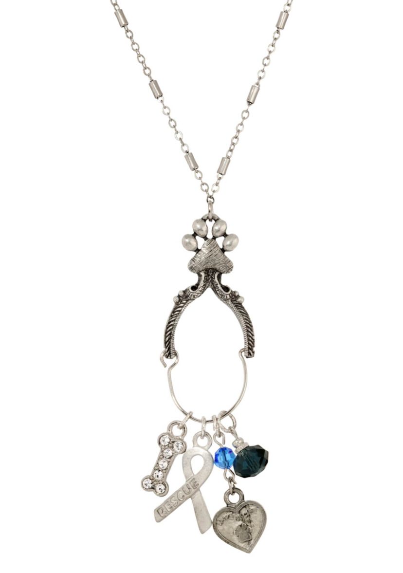 Charm Holder Glass Beads Necklace 26"
