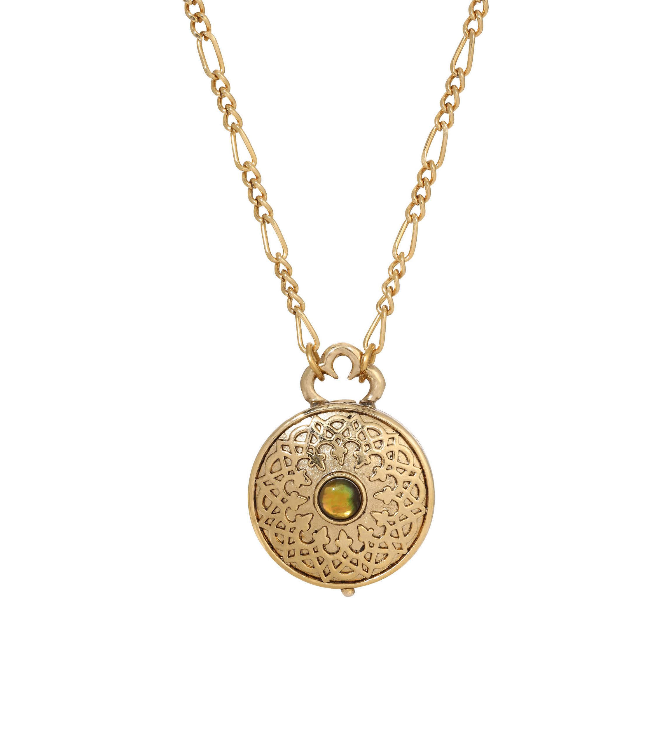 Gold Tone Round Locket Necklace 34"
