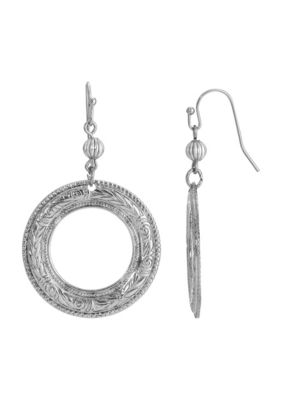 Silver-tone Front Facing Hoop Earring