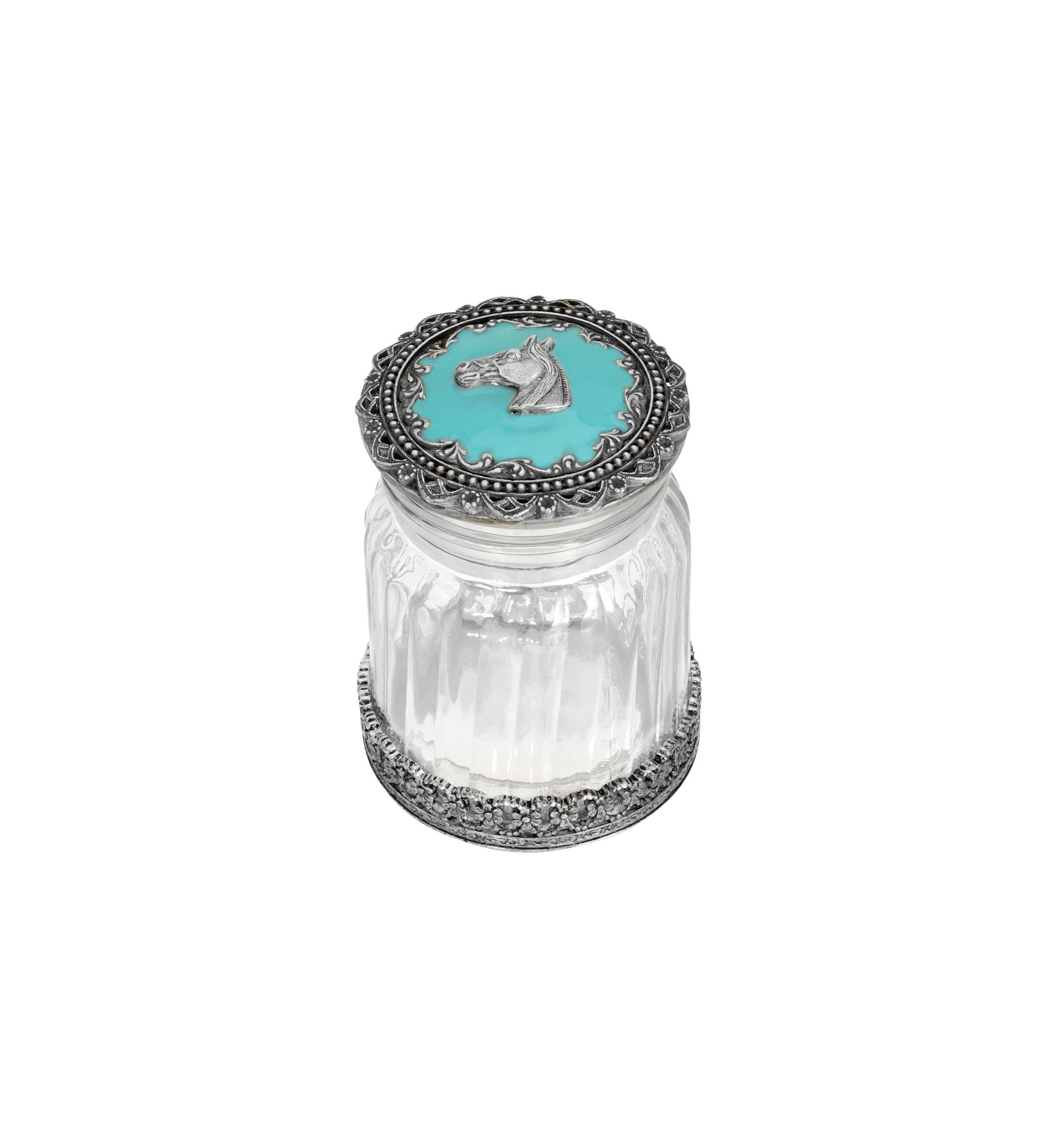 Enamel Horse Head Button Jar