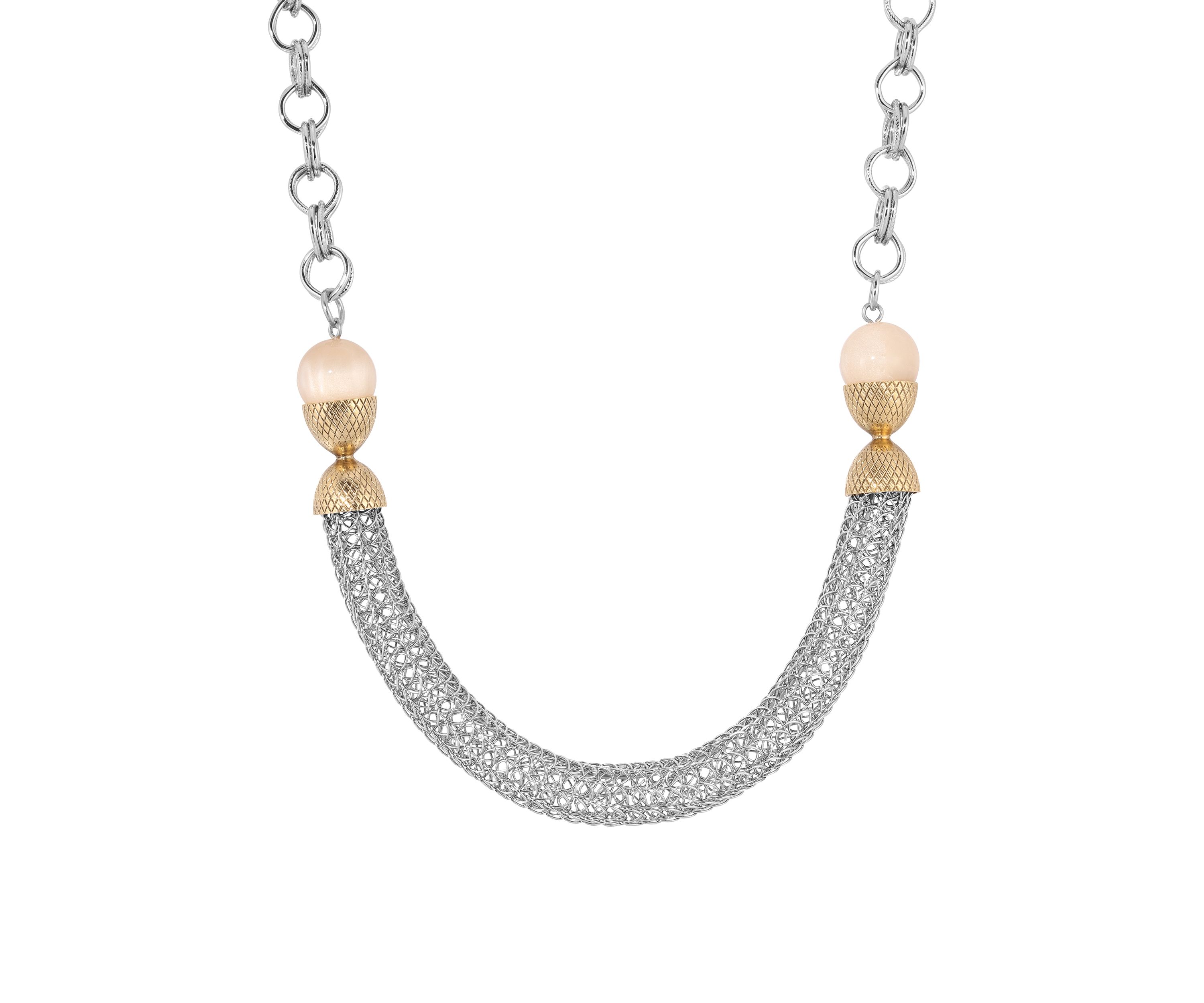Two Tone Mesh Chain Necklace 17"