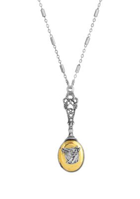 Two-tone Horse Head Locket Necklace 28"