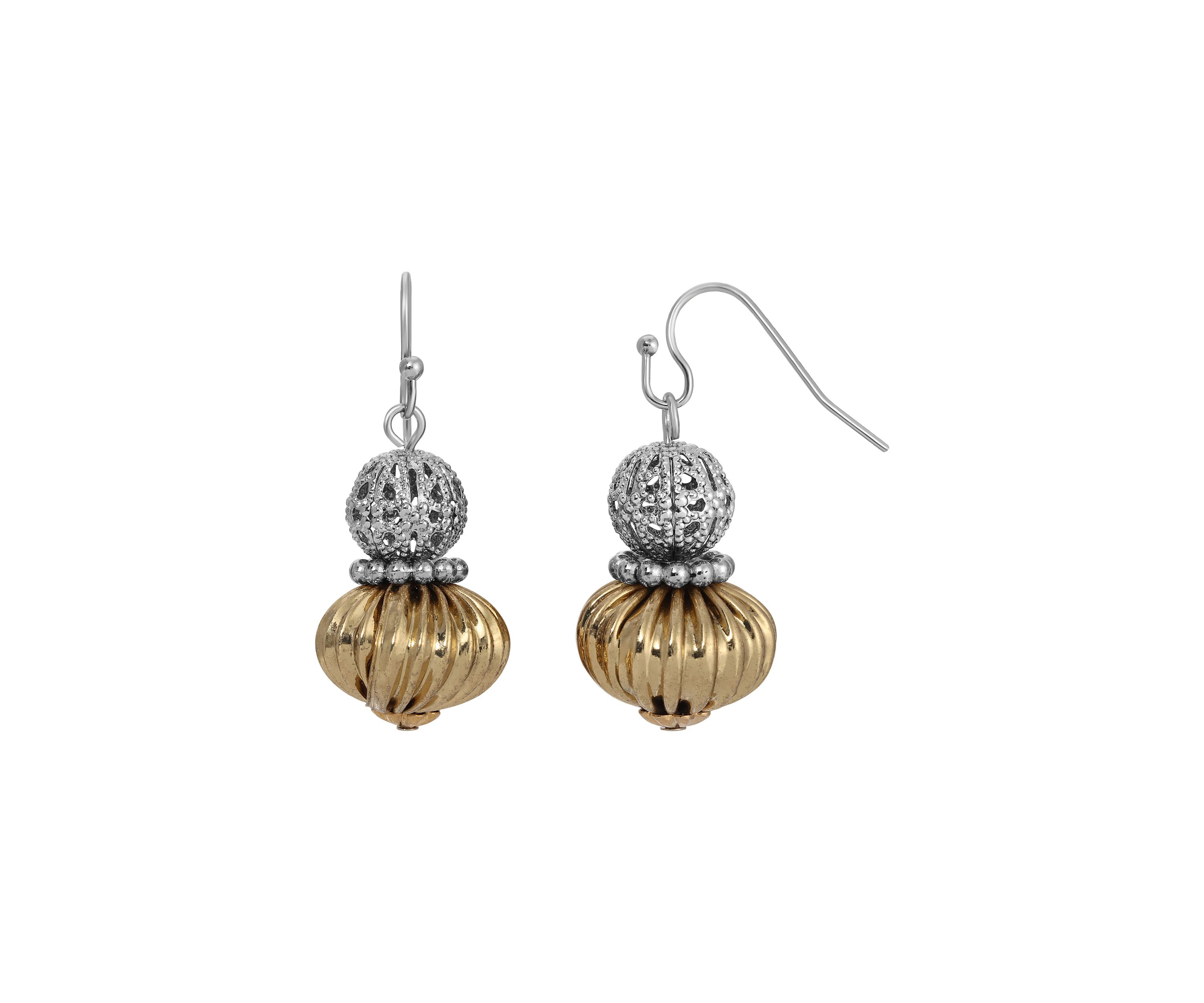 Two-tone double drop earring