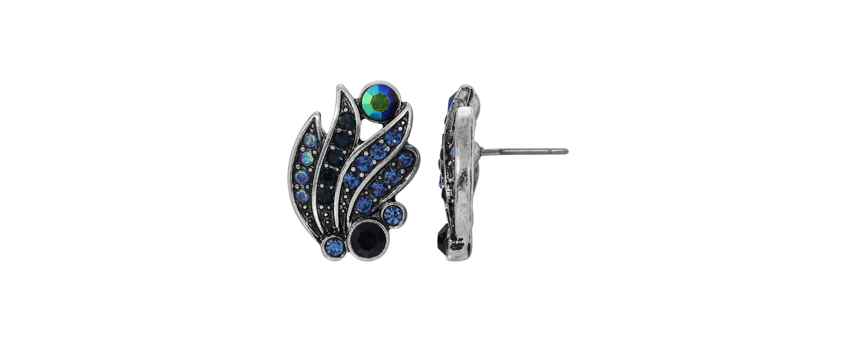 Silver-tone Multi AB Button Earrings