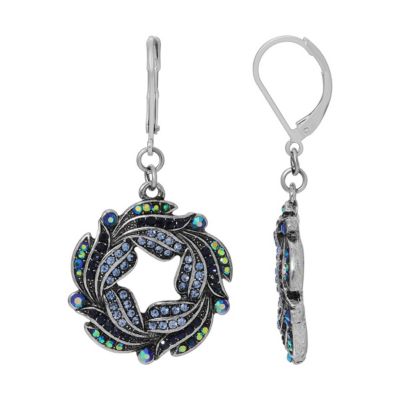 Silver-tone Multi AB Wreath Earrings