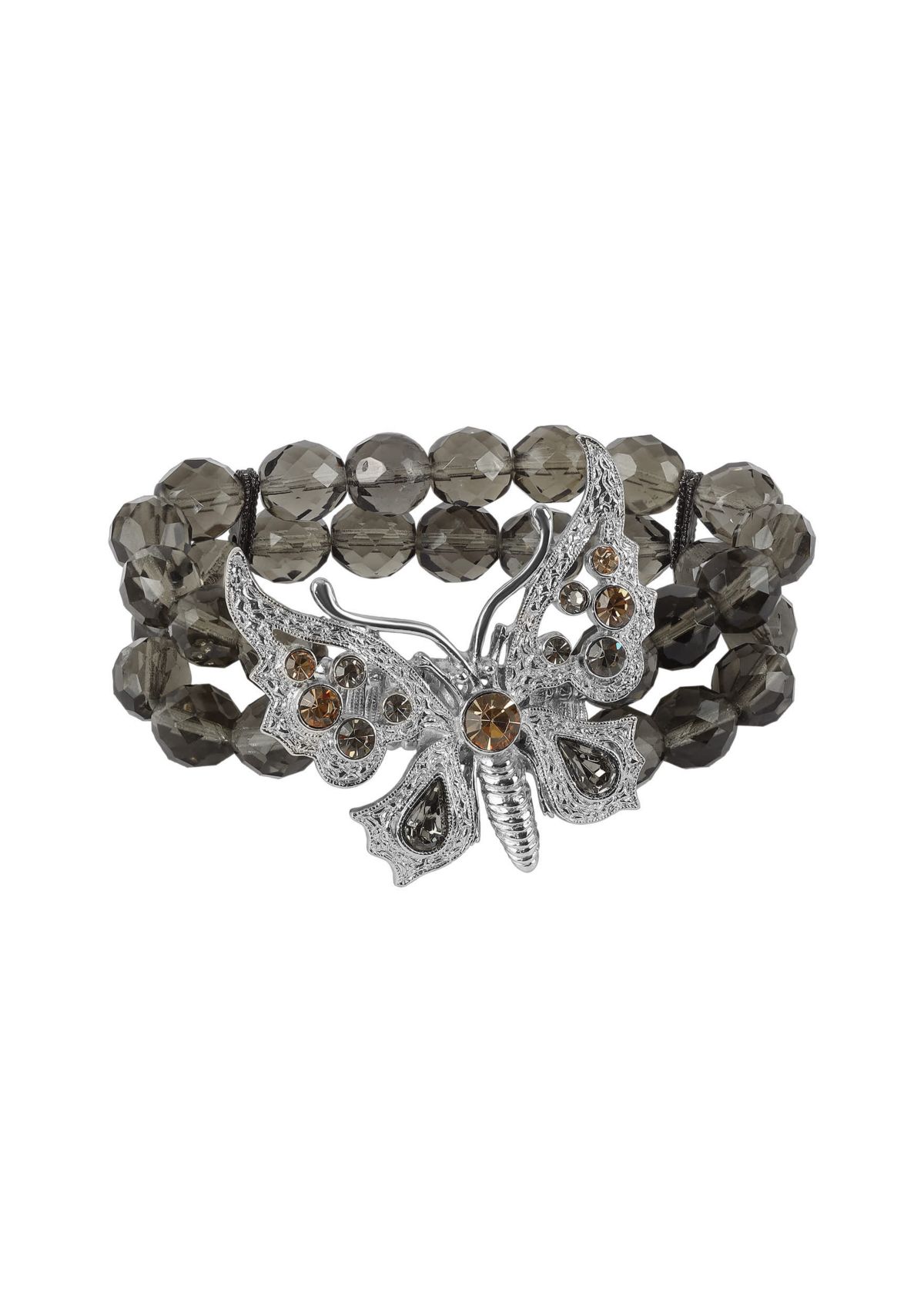 Stone Butterfly Beaded Stretch Bracelet
