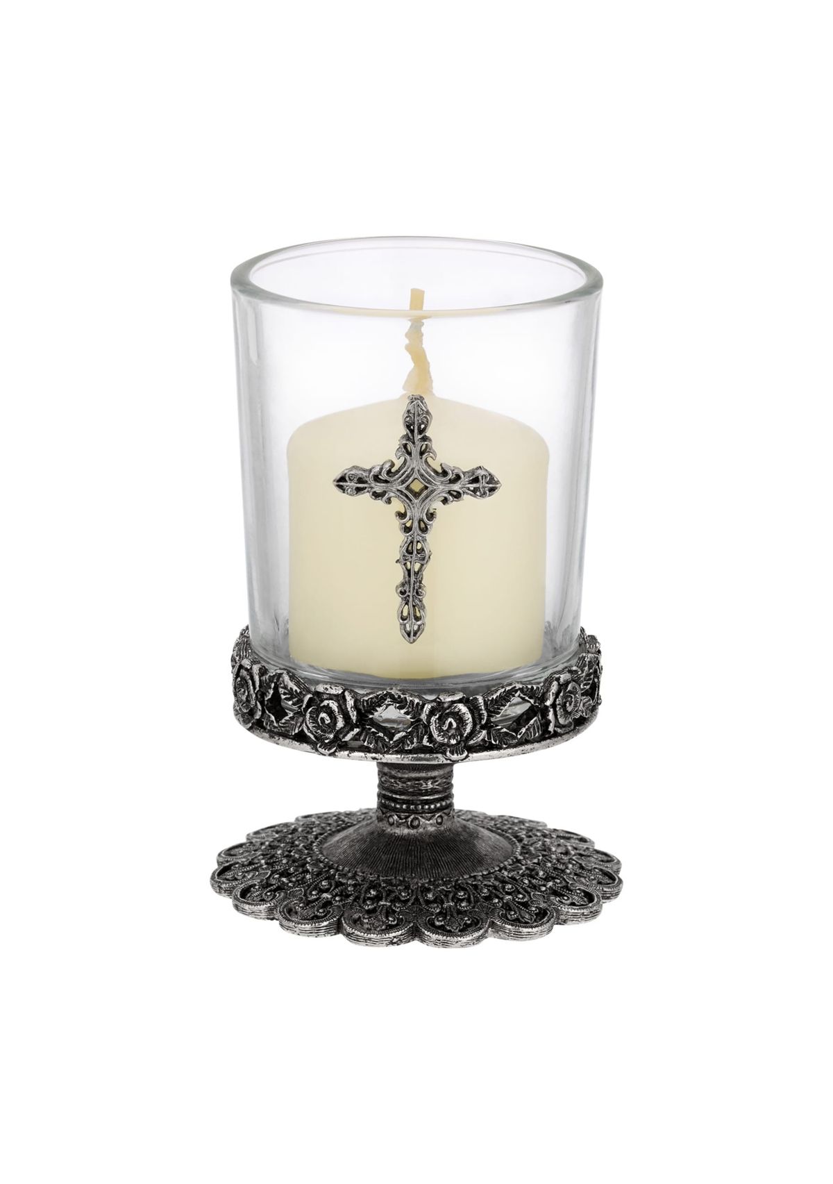 Pewter Cross Candle Holder