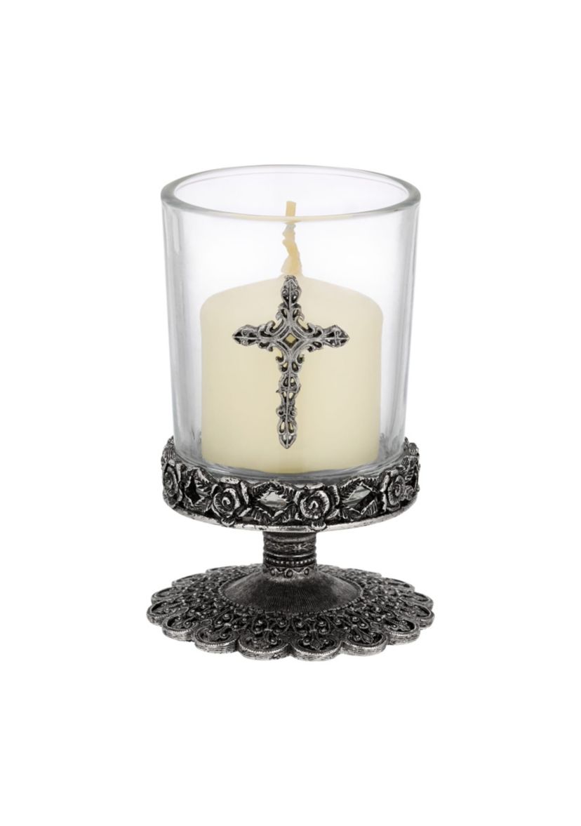 Pewter Cross Candle Holder