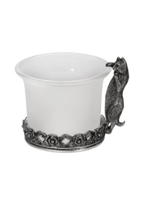 Pewter Cat Glass Candle Holder