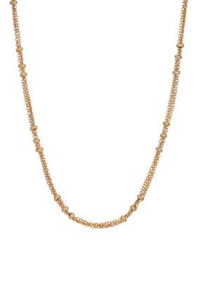 Gold Tone Stations Chain Necklace 18"