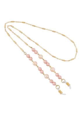 1928 Jewelry Gold Tone Raspberry Faux Pearl 24" Eyeglass Holder