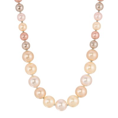 Silver Tone Multi Color Faux Pearl 17" + 3" ADJ Necklace