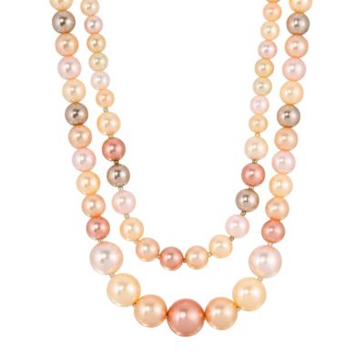 Silver Tone Multi Color Faux Pearl 18"+3" ADJ Necklace