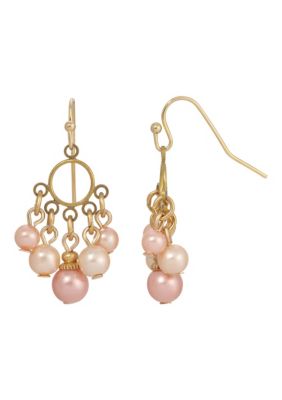 Gold Tone Multi Color Fx Pearl Earrings