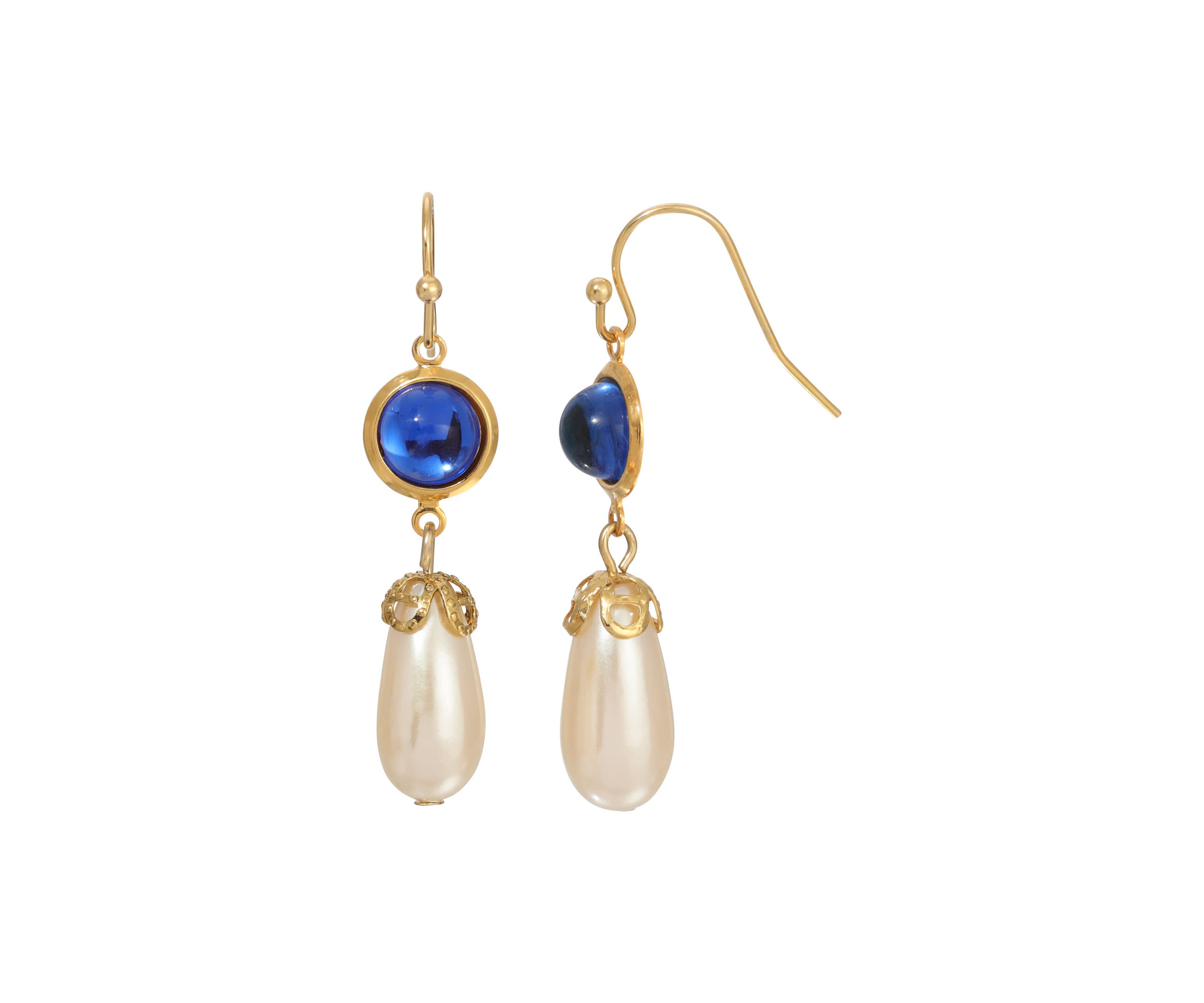 Goldtone Faux Pearl Color Drop Earrings