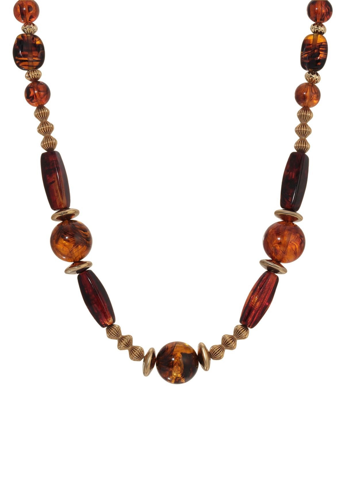 Gold Tone Tortoise Brown Necklace 30"