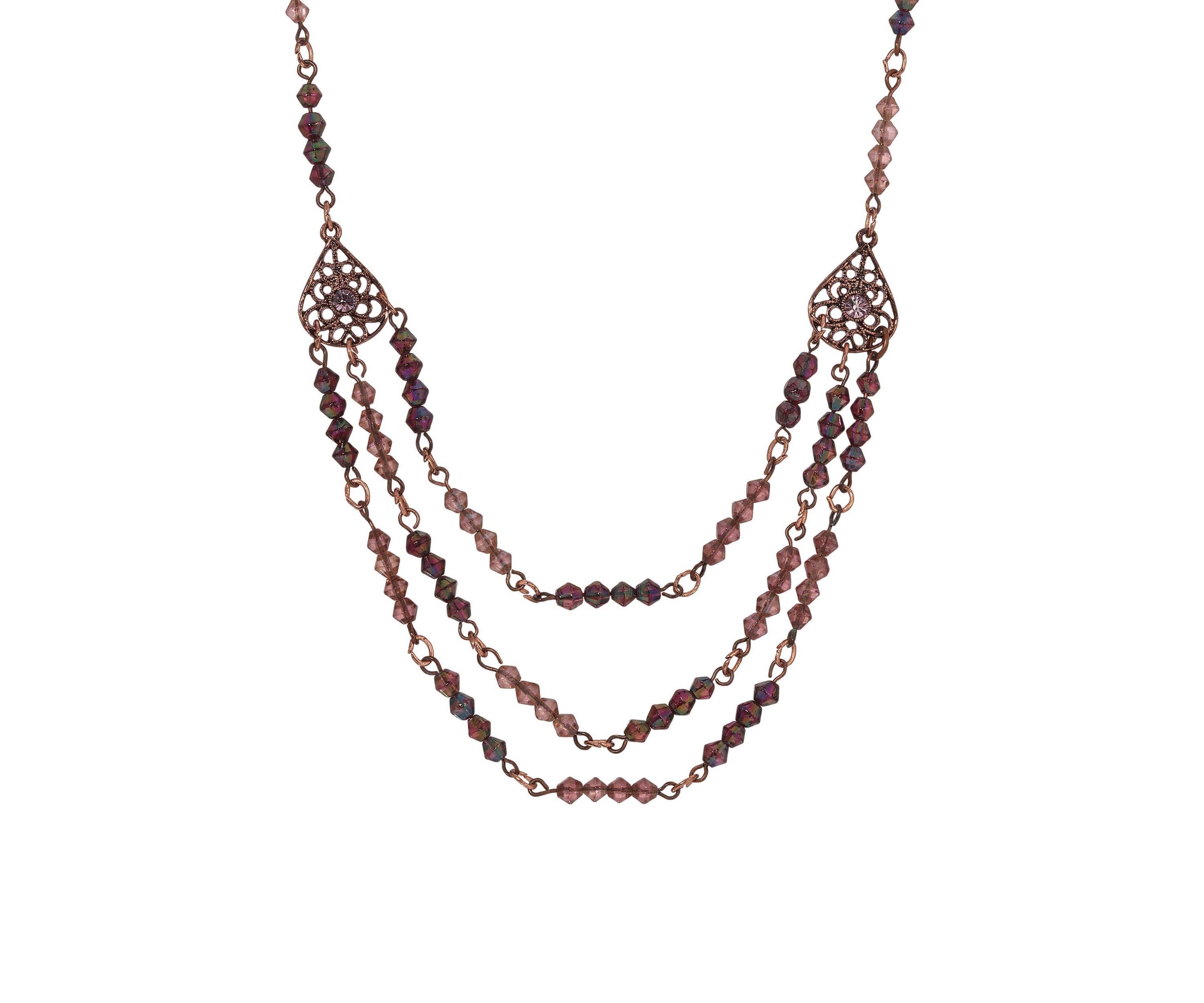 Beaded Swag Filigree Necklace 15" Adj.
