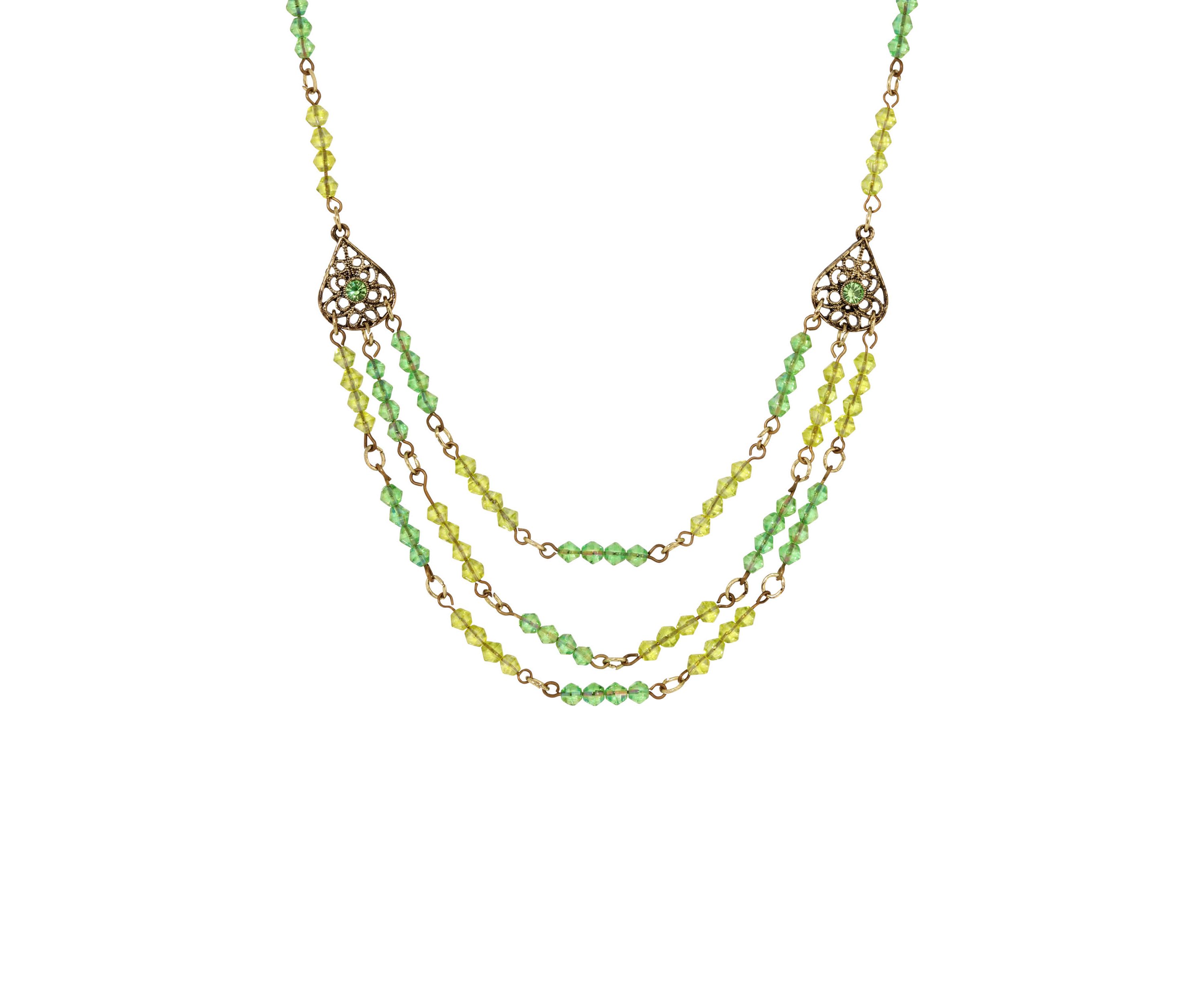 Beaded Swag Filigree Necklace 15" Adj.