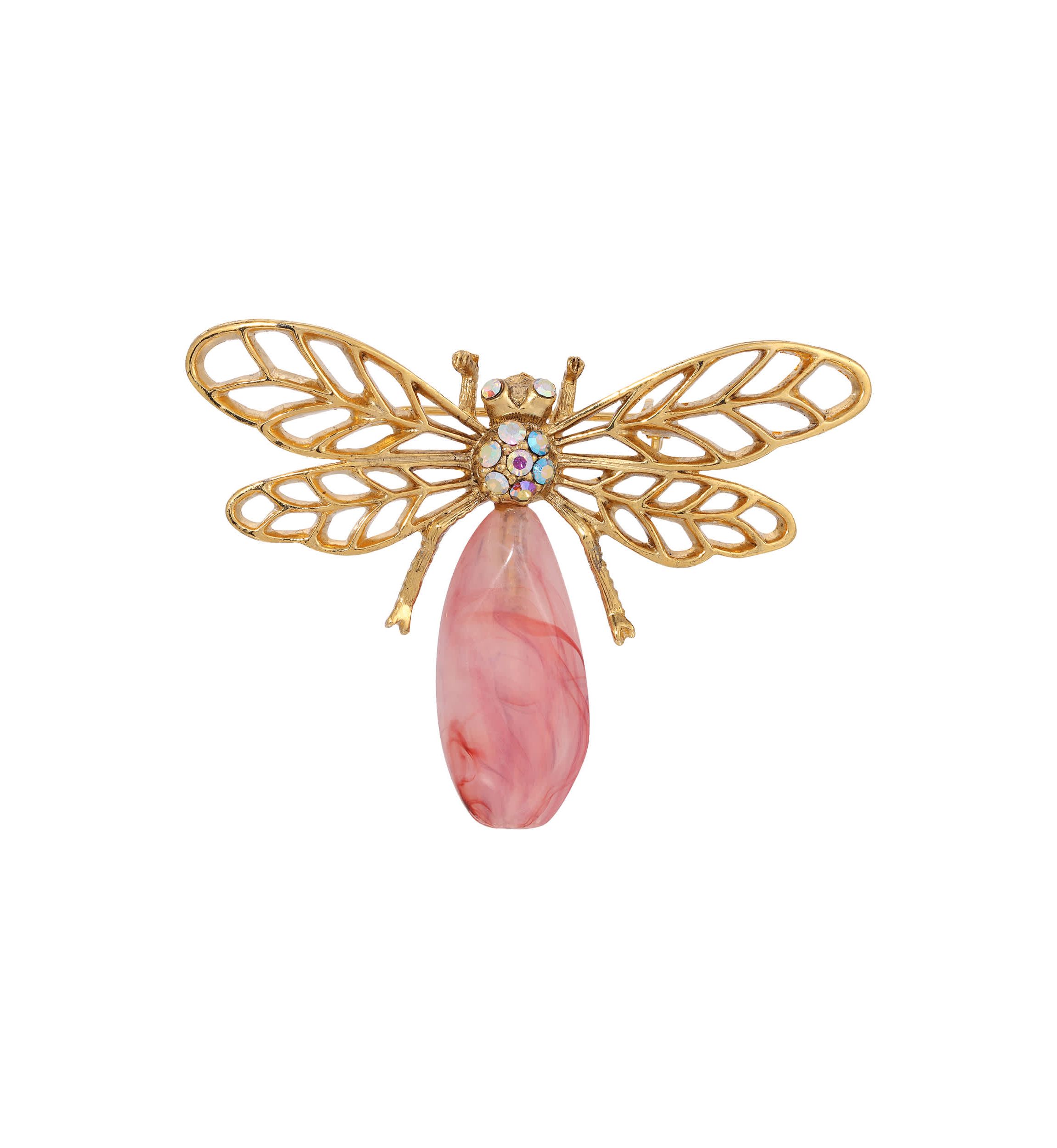 Gold Tone Purple Dragonfly Pin