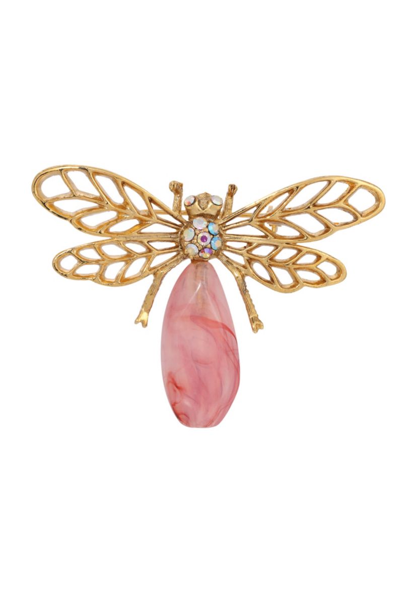 Gold Tone Purple Dragonfly Pin