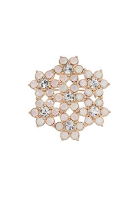 Gold Tone Opal Flower Brooch