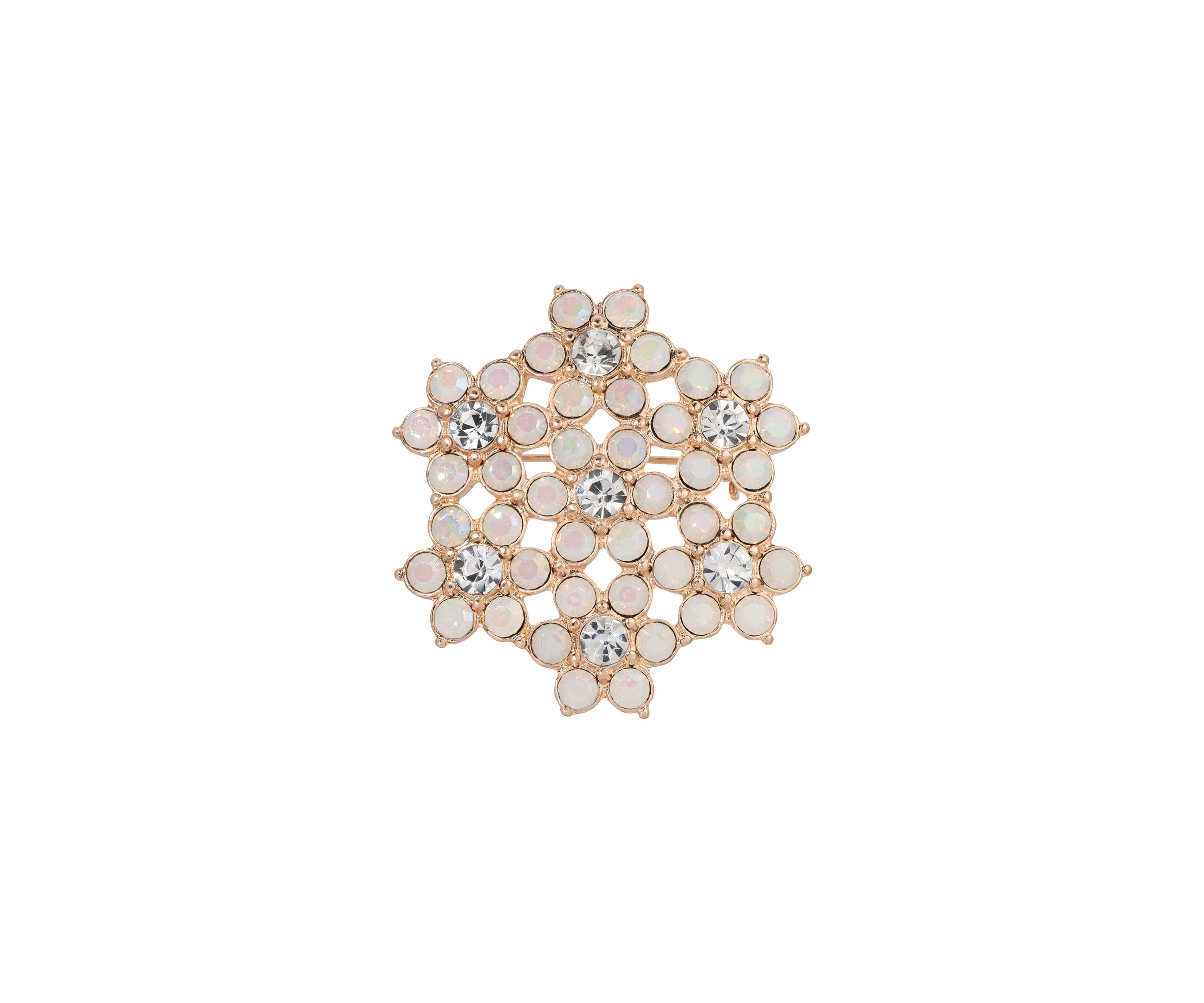 Gold Tone Opal Flower Brooch