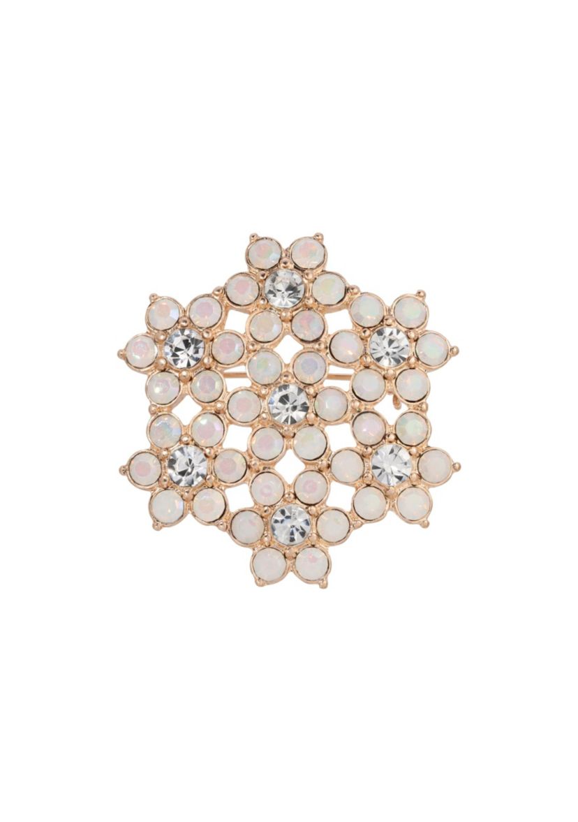 Gold Tone Opal Flower Brooch