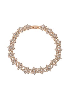 1928 Jewelry Gold Tone Opal Flower Bracelet, White