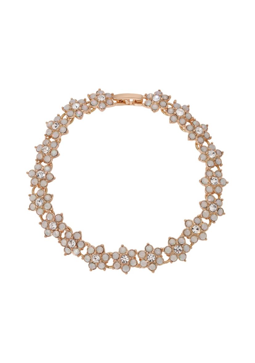 Gold Tone Opal Flower Bracelet
