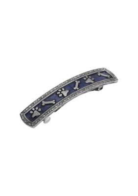 Silver-tone Blue Bone Paw Barrette