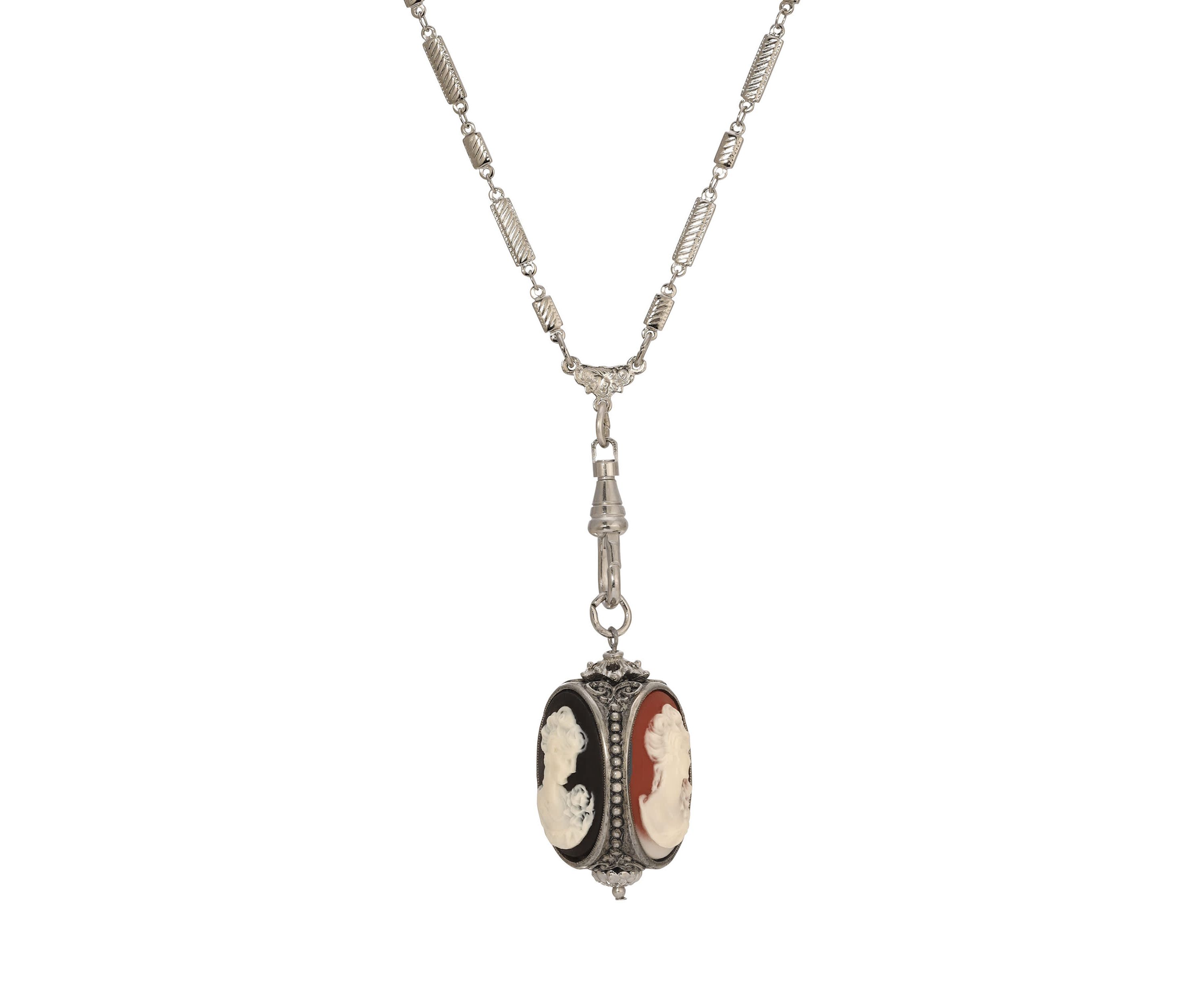Multi Color 3 Sided Cameo Necklace 28"