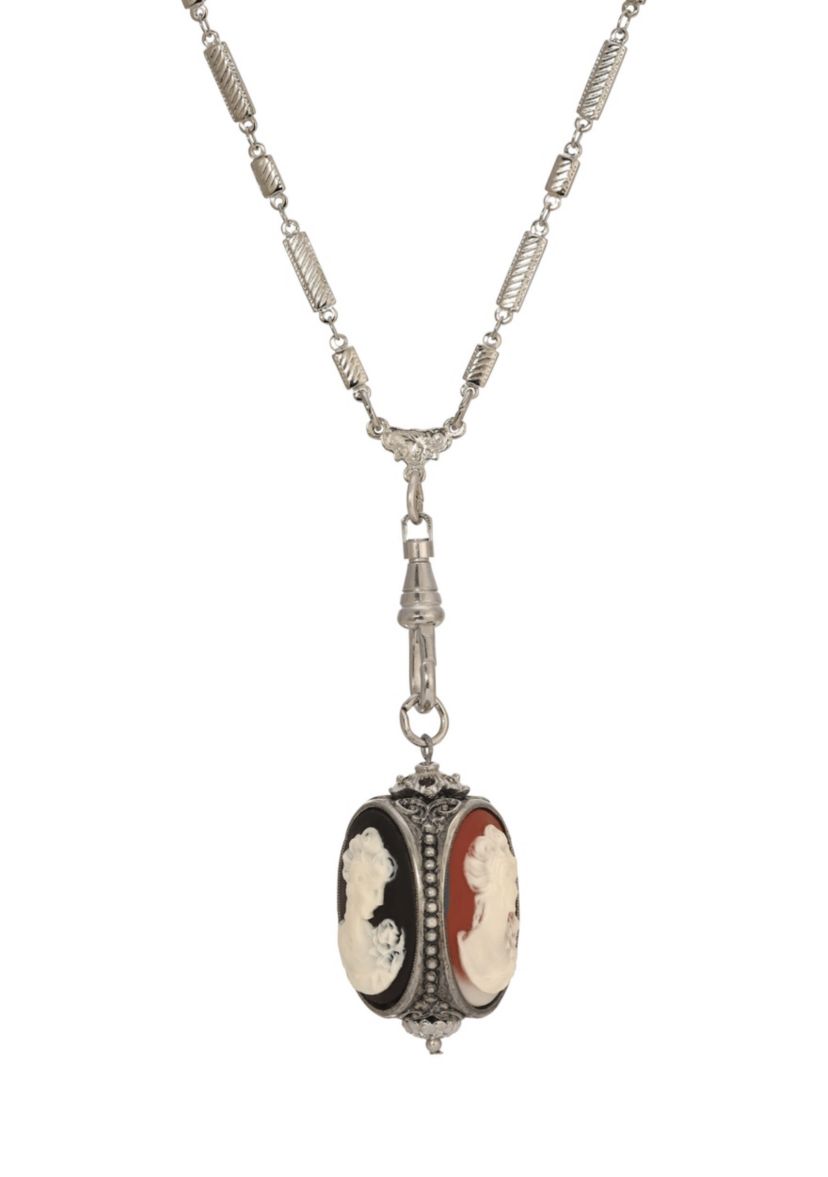 Multi Color 3 Sided Cameo Necklace 28"