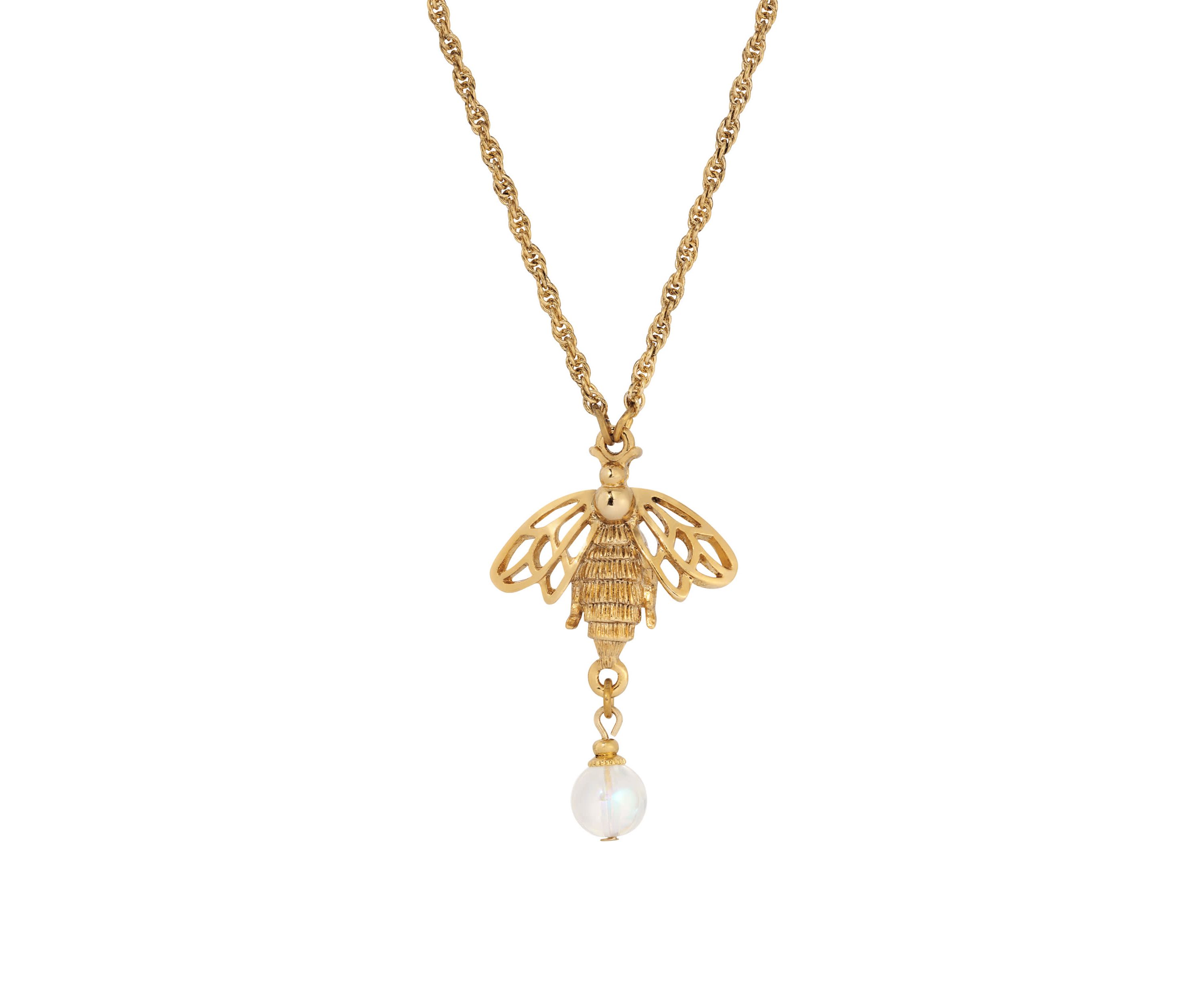 Gold Tone Bee Necklace 16" Adj.