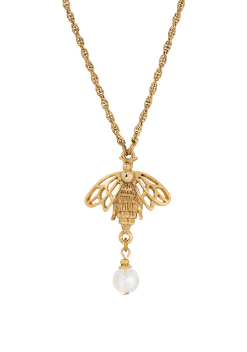 Gold Tone Bee Necklace 16" Adj.