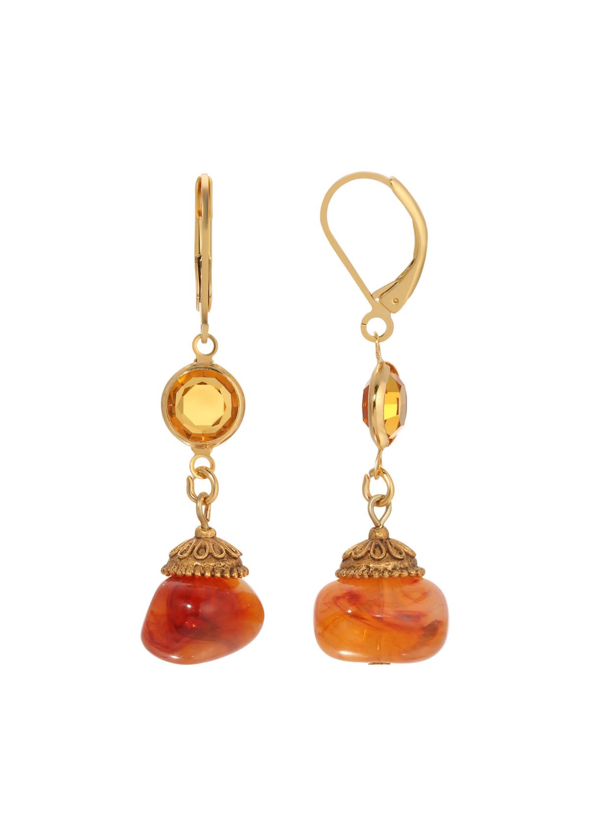 Gold Tone Topaz Bead Earrings