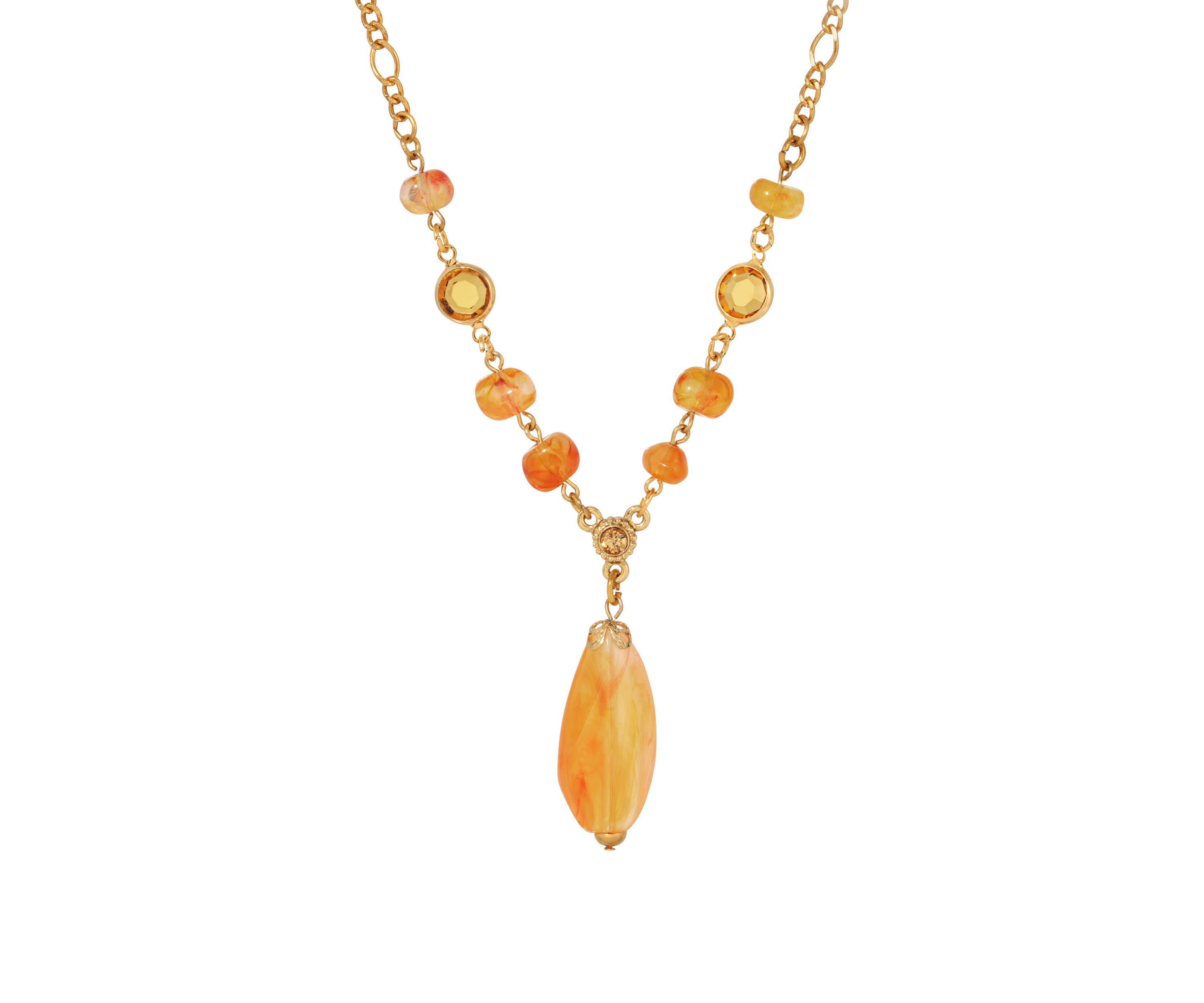 Gold Tone Topaz Beaded Necklace