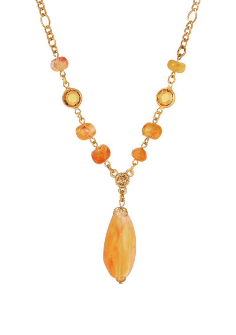Gold Tone Topaz Beaded Necklace