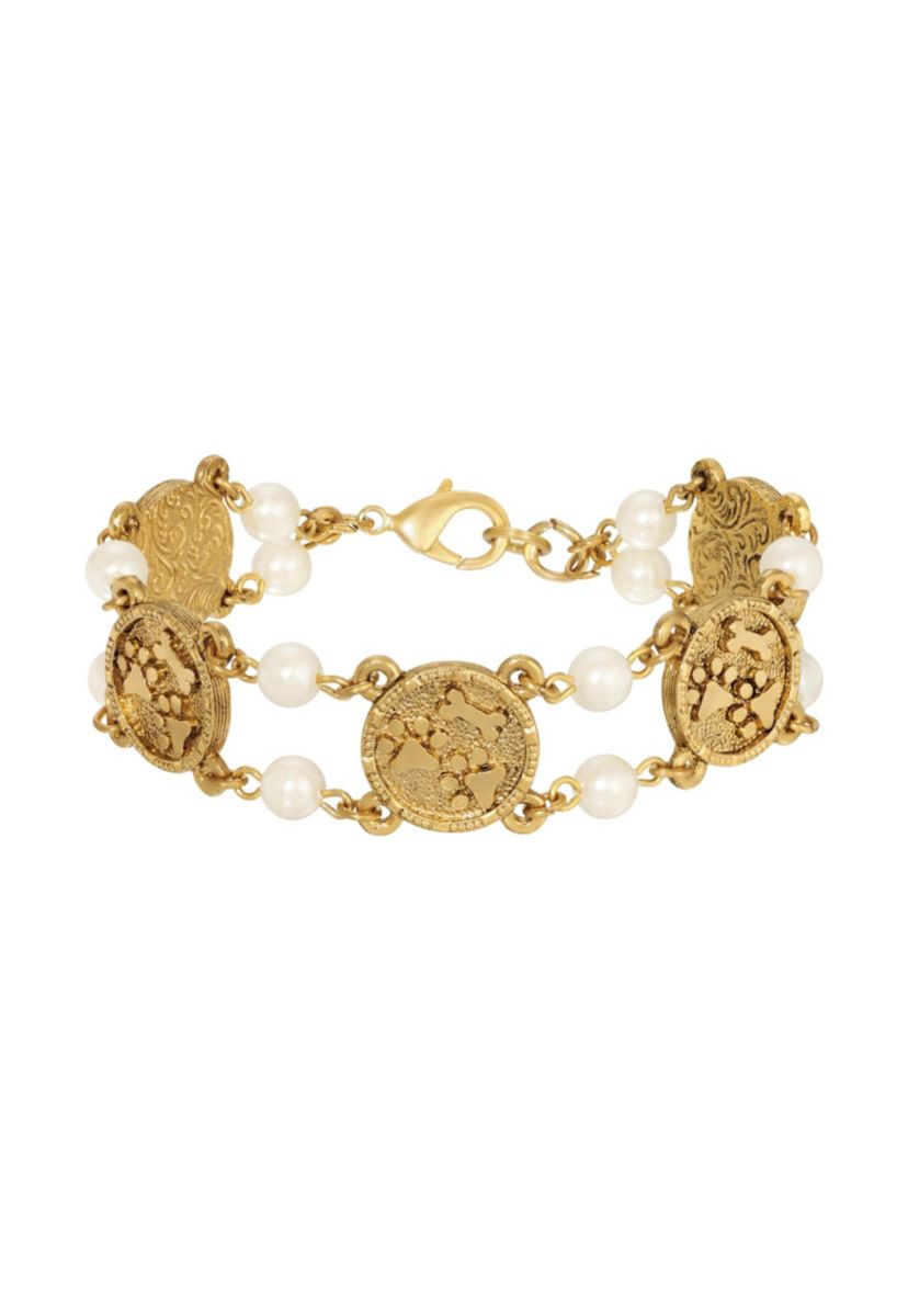 Dog Paws & Bone Faux Pearl Bead Braclet
