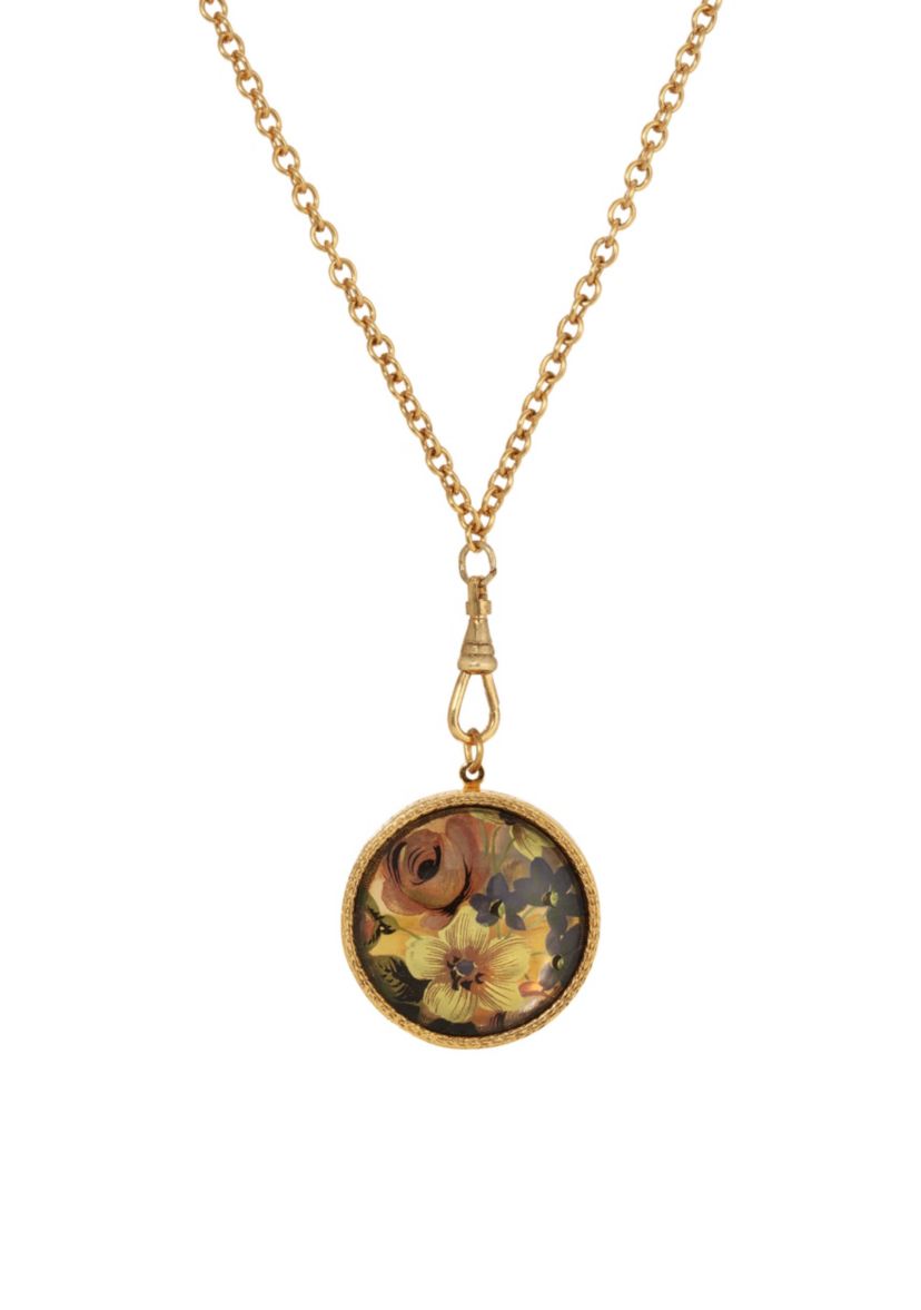 14K Gold Dipped Floral Locket Necklace