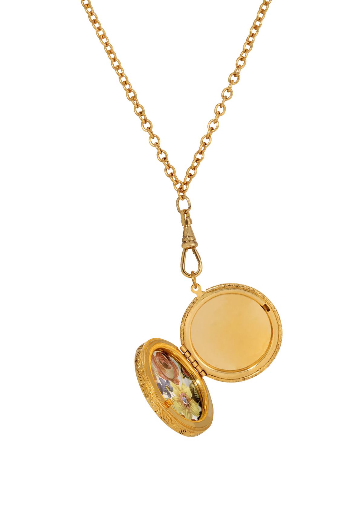 14K Gold Dipped Floral Locket Necklace