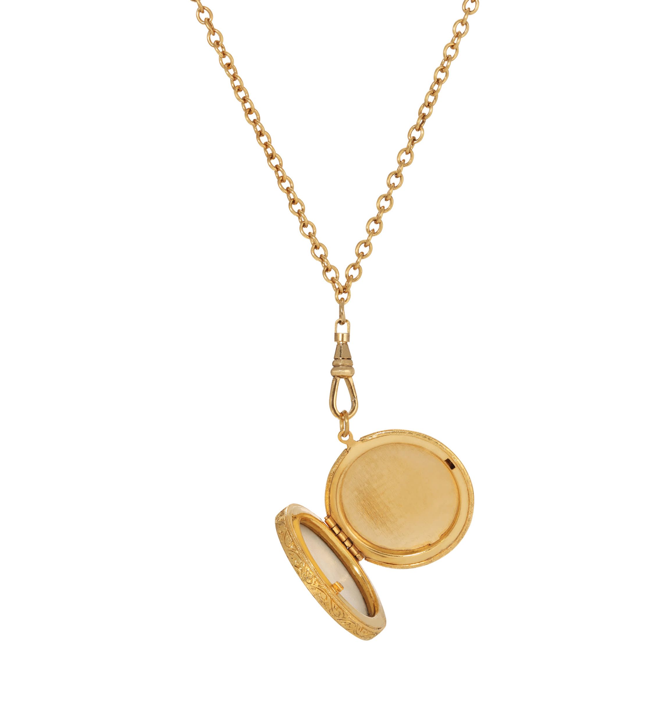 14K Gold Dipped Cameo Locket Pendant 28"