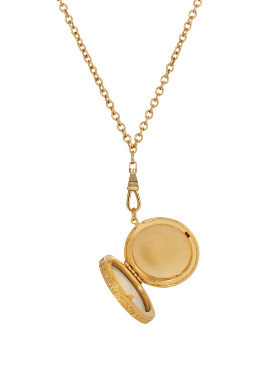 14K Gold Dipped Cameo Locket Pendant 28"