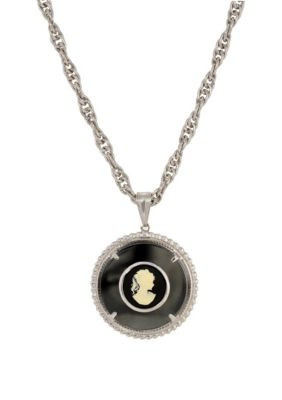 Silver Tone Round Cameo 18" Necklace