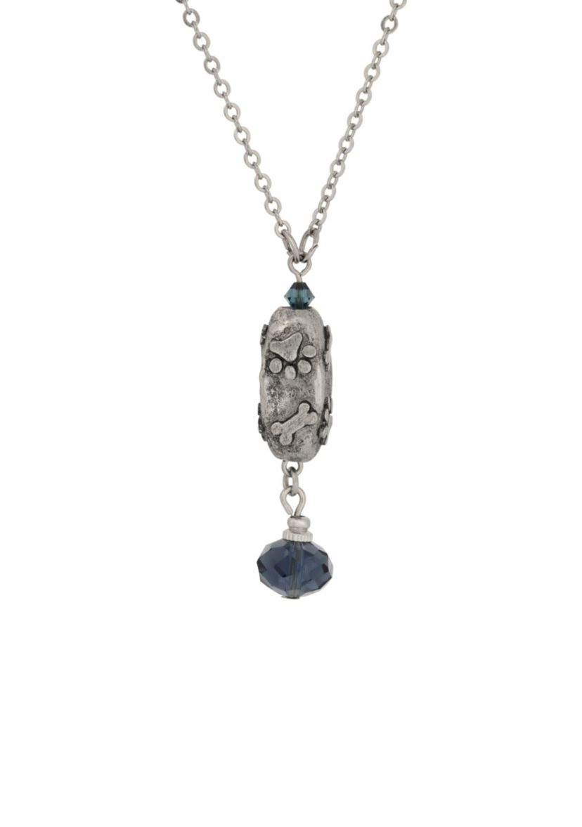 Paw & Bone Glass Bead Necklace 16" Adj.