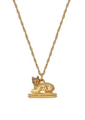 1928 Jewelry 14K Gold Dipped Cat Locket Necklace 28"