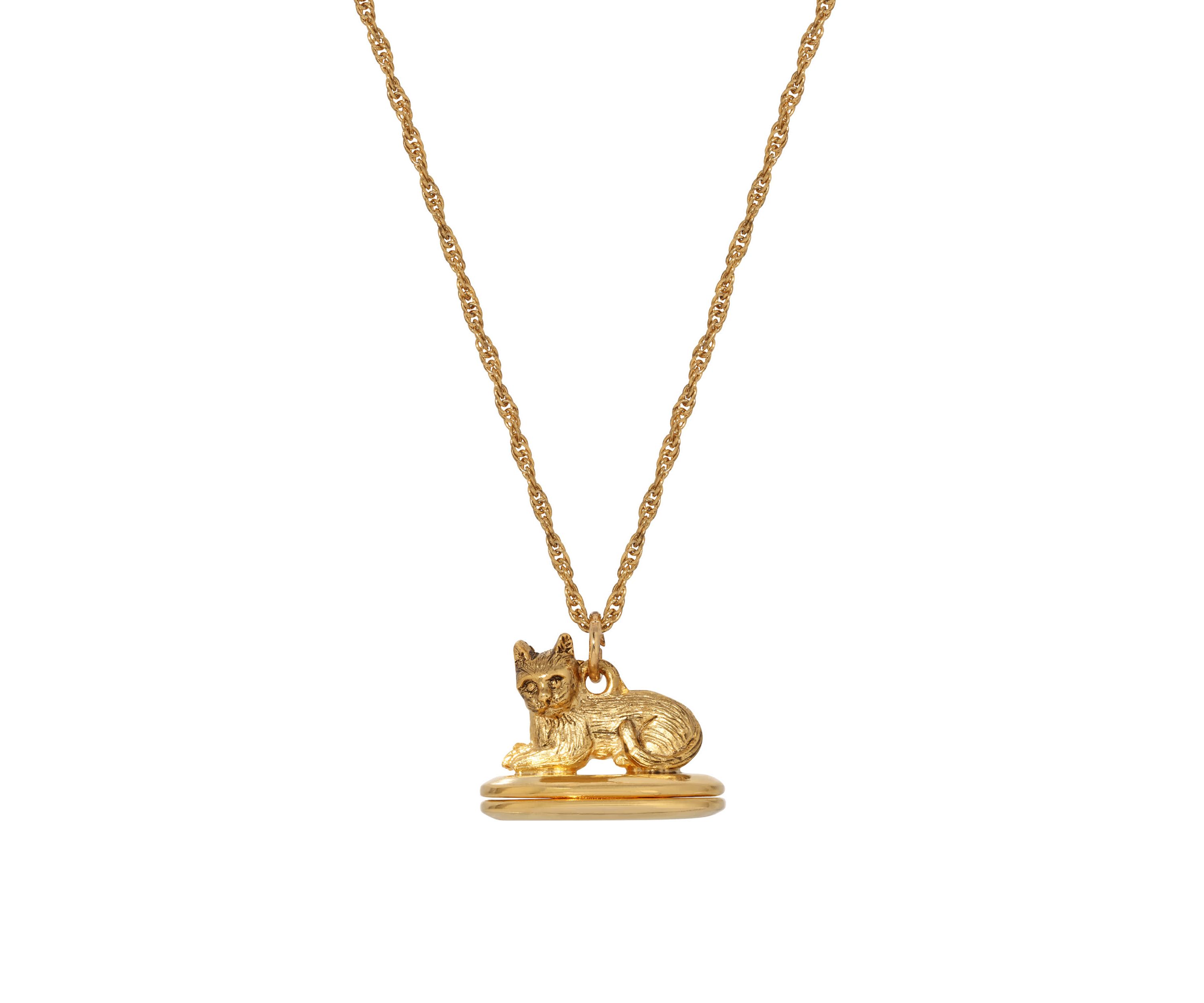 14K Gold Dipped Cat Locket Necklace 28"