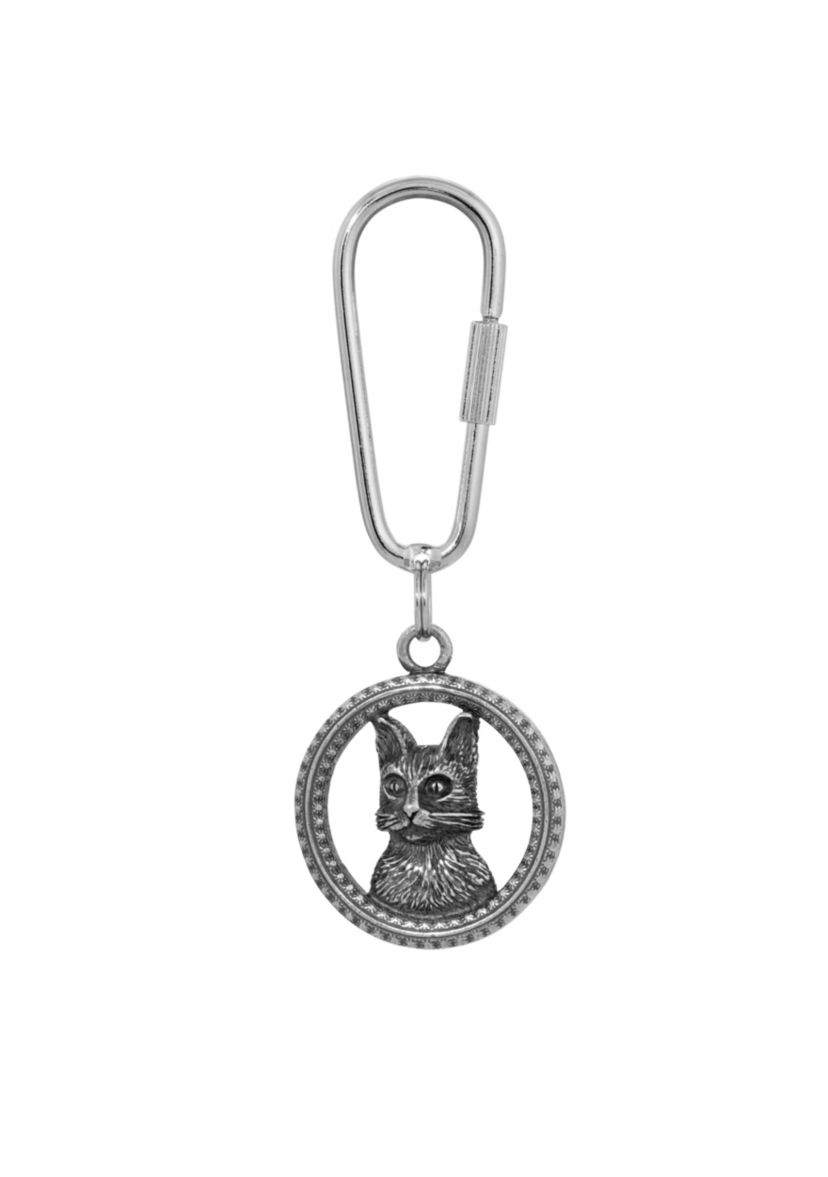 Silver Tone Cat Screwlock Keychain