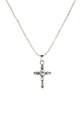 Silver Tone Cross Pendant Necklace